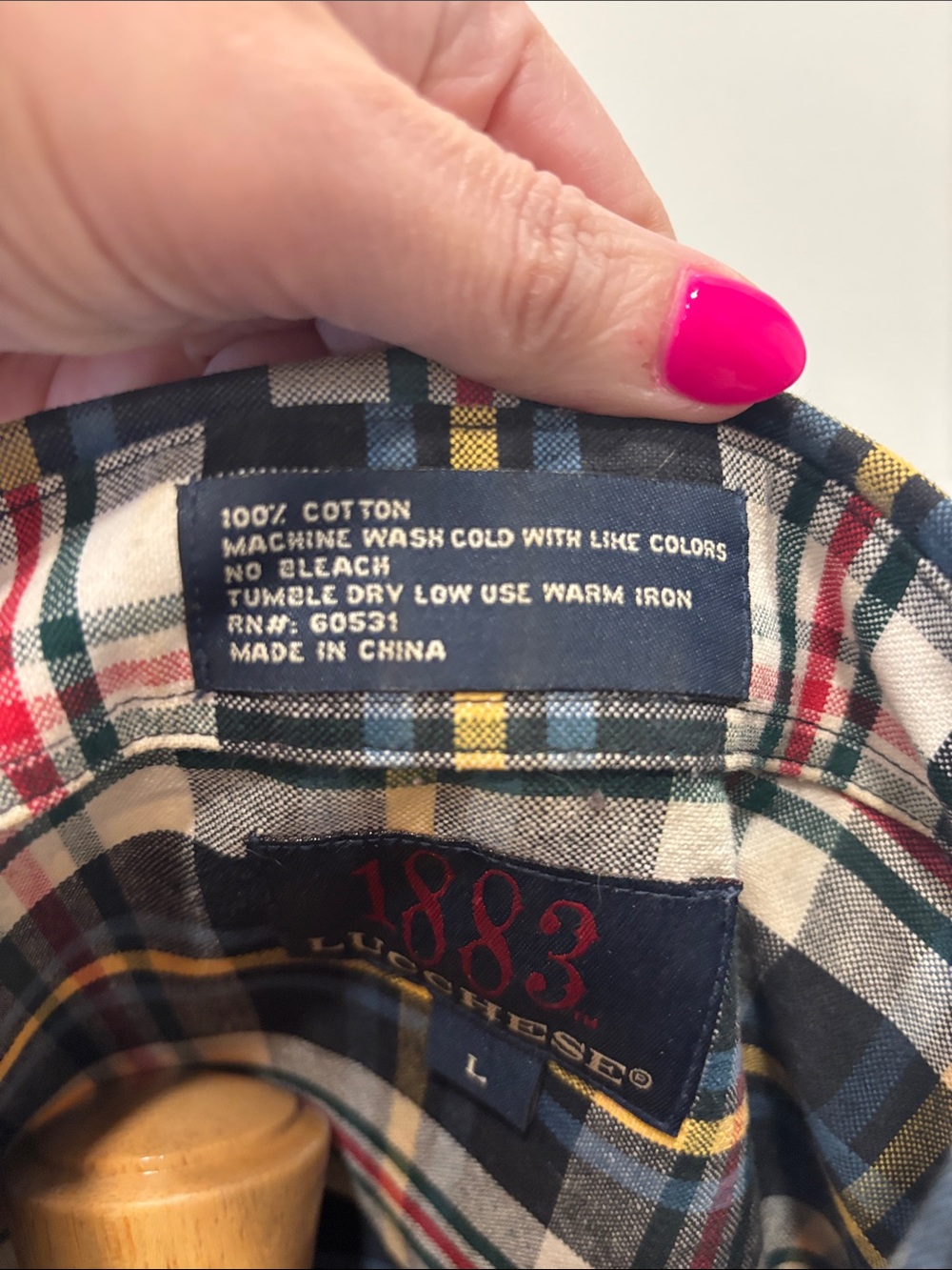 Lucchese Navy, White & Yellow Plaid Button-Down Shirt - Picture 3 of 8